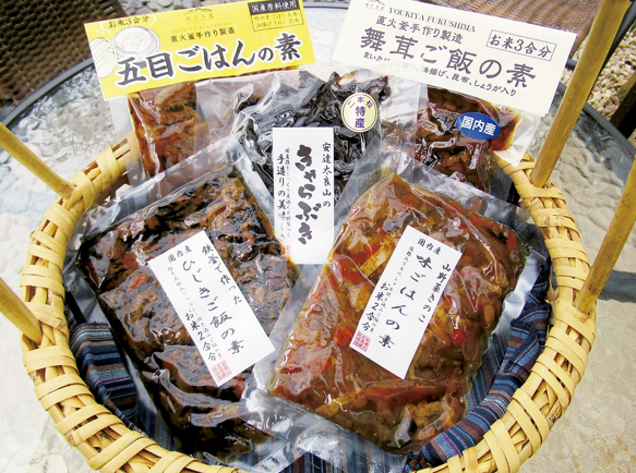 炊込みご飯の素4種と手づくりきゃらぶき【送料込】7C-069