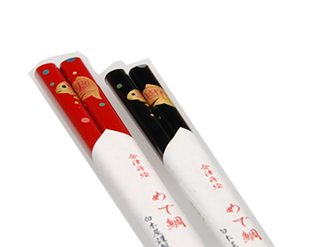 花黒朱 箸セット・めで鯛 【送料込】 8F-009