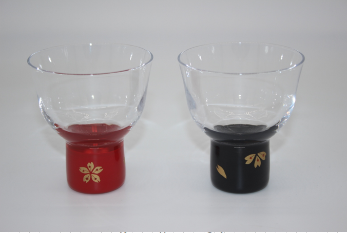 冷酒グラスペア 台塗り 桜 【送料込】 7F-005