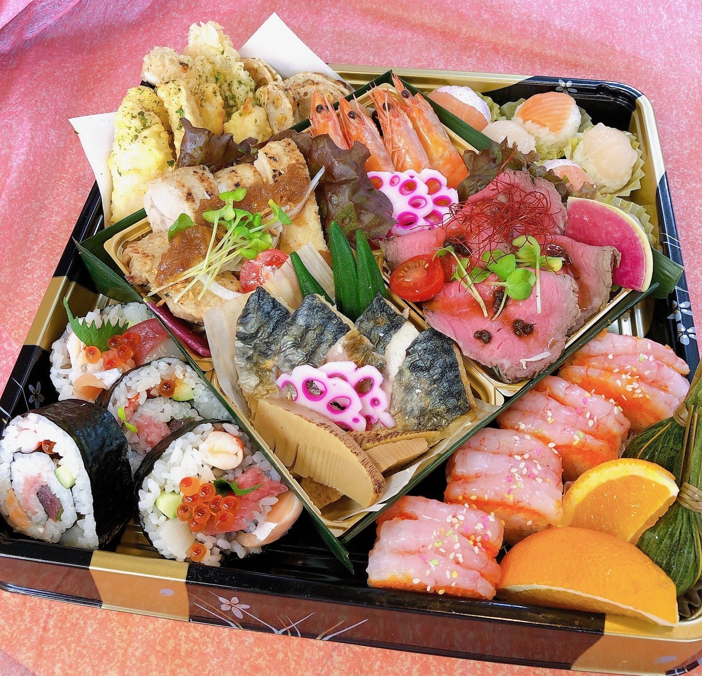 海鮮と天ぷら魚の　寿司とオードブル